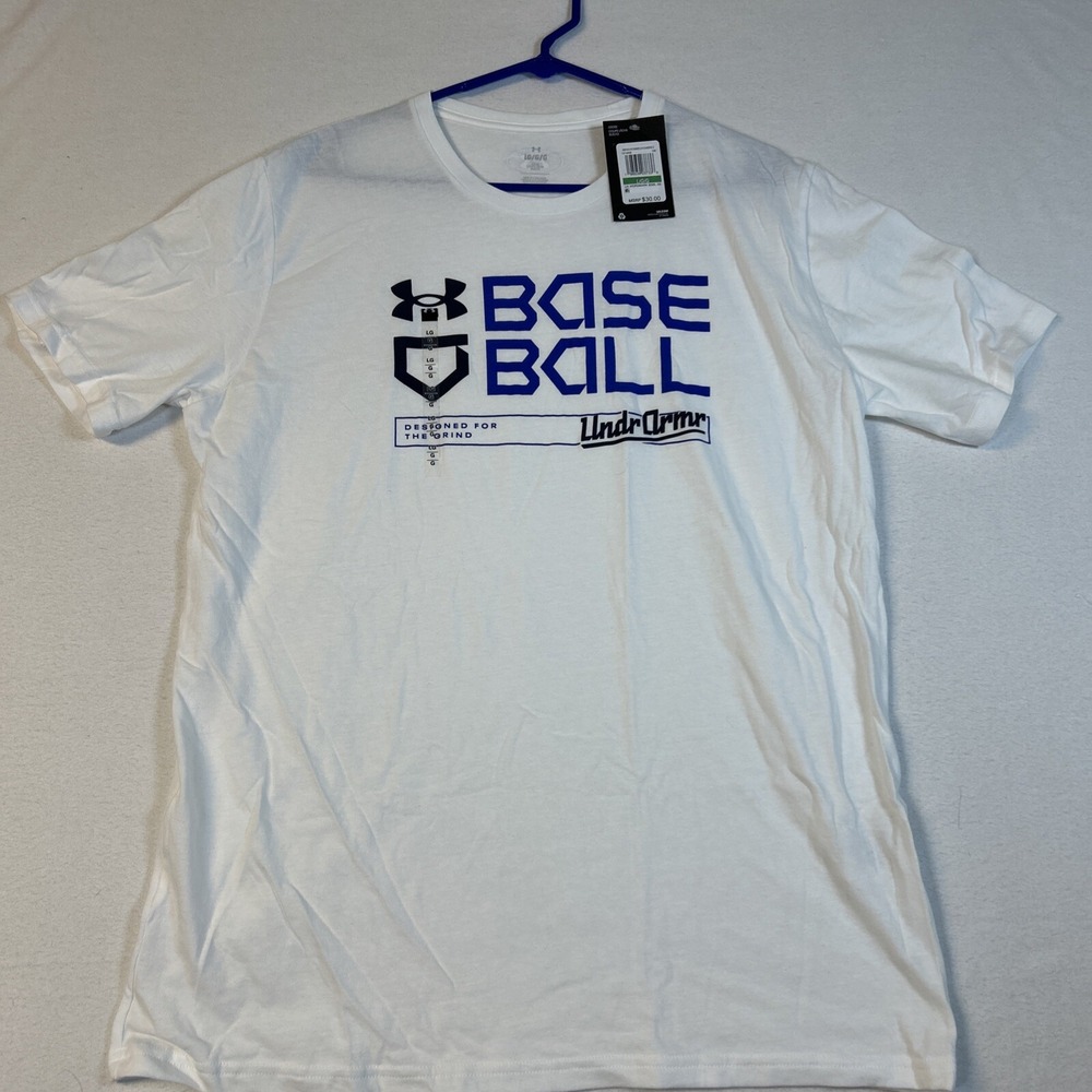 Under Armour Woodmark Baseball Tshirt Mens Large White 1374008-100 NWT